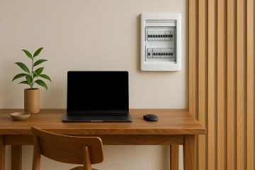 Elektroinstalace, výměna jističe, montáž zásuvek, oprava elektroinstalace, revize elektroinstalace, chytrá domácnost, instalace osvětlení, montáž světel. Pro firmy, elektroinstalce, notebook, toparyspo, elektro praha